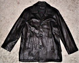 Dockers Premium Men&#39;s Black New Zealand Lamb Leather Jacket Size L Soft ... - £71.09 GBP