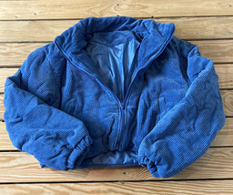 Shein NWOT women&#39;s full zip Corduroy Bomber jacket size M blue HG - £14.46 GBP