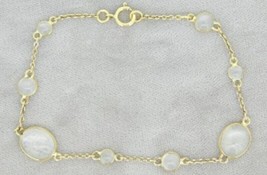 18k Yellow Gold 6.5ct Genuine Natural Moonstone Bracelet Jewelry (#J4560) - £362.28 GBP