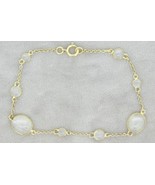 18k Yellow Gold 6.5ct Genuine Natural Moonstone Bracelet Jewelry (#J4560) - £359.62 GBP