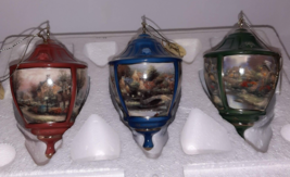 Thomas Kinkade Christmas Ornaments Lamp Light Covers Lot Of Three Bradford - £19.72 GBP