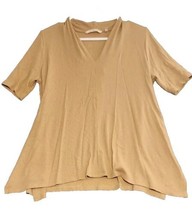 Soft Surroundings Petite Large Tan Womens Ribbed Casual Tunic Top Pima Cotton PL - £15.77 GBP