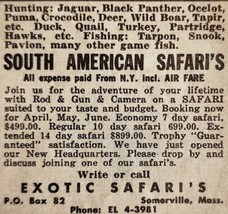 1963 Exotic South American Hunt Safari Advertisement Hunting Massachuset... - $19.99