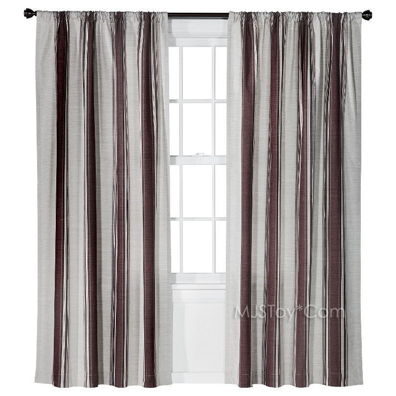 Primary image for NEW Threshold One Window Treatment Panel Deep Red Awning Stripe Curtain 54x84