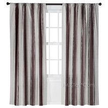 NEW Threshold One Window Treatment Panel Deep Red Awning Stripe Curtain ... - £23.58 GBP