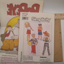 SIMPLICITY 8714 Kids Tank, Sweatshirt, Pants, &amp; Shorts POPEYE SZ M Uncut - £3.40 GBP