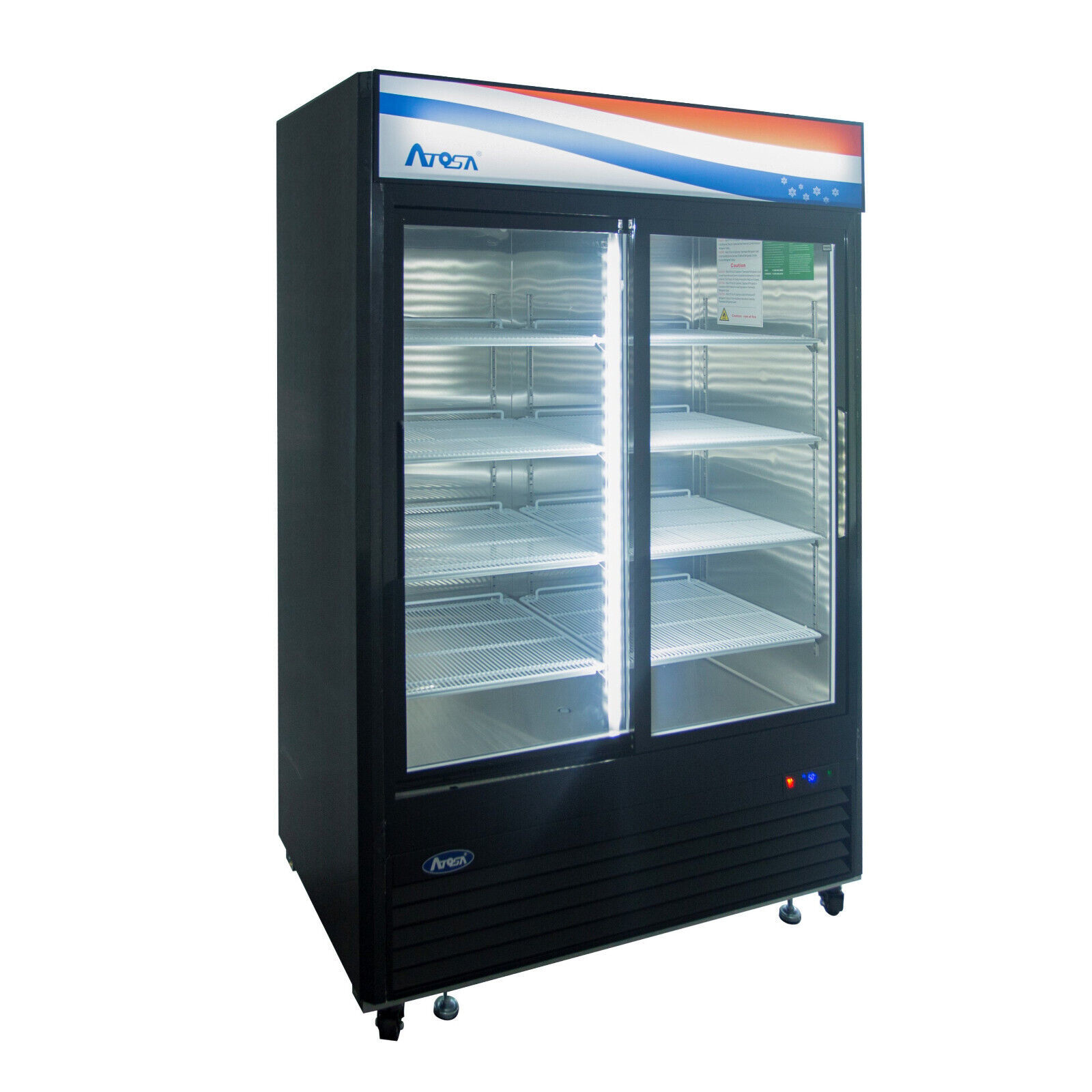 ATOSA MCF8727GR 2 TWO SLIDING GLASS DOOR REFRIGERATOR BLACK 54&quot; Free Lif... - $3,228.00