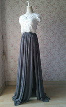 Dusty-blue Side Slit Maxi Chiffon Skirt Custom Wedding Party Chiffon Skirt image 5