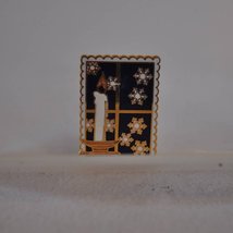 Postage Stamp Pin - Candlestick, Window and Starry Night Design - £15.80 GBP