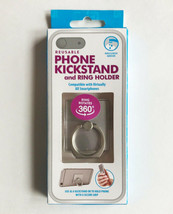 NEW Reusable Rotating Phone Kickstand and Ring Holder Grip Silver Metallic - £5.52 GBP