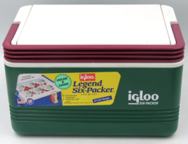 Igloo Legend Six-Packer Cooler Vintage Retro Y2K Green Red 4 Quart NICE - £22.11 GBP