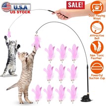Pet Cat Kitten Toys Feather Wand Rod Bell Pet Play Funny Teaser Interactive Toy - £22.13 GBP