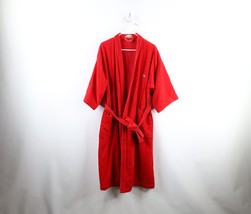 Vintage 80s Izod Lacoste Mens One Size Faded Belted Terry Cloth Bath Robe Red - $89.05