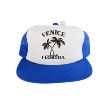 Vintage 80s 90s Venice Florida Mesh Snapback Hat Palm Tree Souvenir Blue... - $14.99