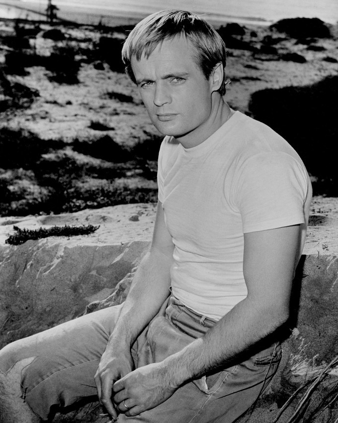 Primary image for David McCallum in The Man from U.N.C.L.E. in white t-shirt & jeans on beach 16x2