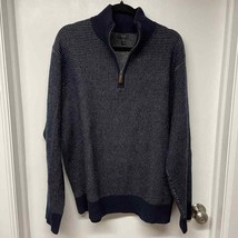 J.Crew Mens 100% Lambswool Quarter Zip Pullover Sweater Blue Size XL Warm - £35.52 GBP