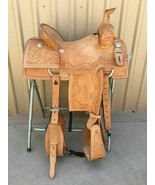 Western Natural Leather Hand Carved Roper Ranch Saddle Size: ( 13&quot; To 18... - $506.40 CAD+