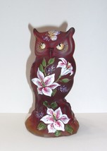 Fenton Glass Red Satin Tiger Lily Butterfly Owl Figurine GSE Ltd Ed #6/74 Kibbe - £175.11 GBP