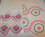 2 Vintage Pair of Pillowcases w Pink Irish Rose Crocheted Edge Standard - $24.70