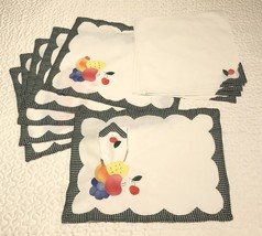 Vintage Handmade Applique Placemats &amp; Napkins 6 Each - £31.62 GBP