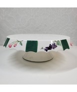 Vintage Cake Plate Stand Pedelstal 11&quot; White Ceramic Footed Fruit Dish D... - $35.18