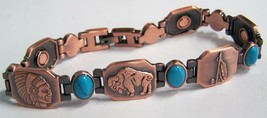 Indian Style Copper Magnetic Link Bracelet Unisex Jewelry Health Energy Buffalo - £9.83 GBP