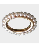 Napier Gold Tone White Faux Pearl Open Oval Pin 1&quot; Brooch - €6,84 EUR
