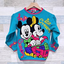 Mickey Stuff Jet Set Vintage Ugly Graphic Sweater Blue Ice Cream Girls Small 7 8 - £39.19 GBP