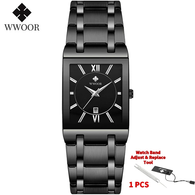 Brand Luxury Gold Bracelet Men&#39;s Watches Fashion Square Quartz Wrist Wat... - £23.32 GBP