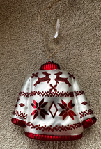 Pottery Barn Glass Holiday Christmas Sweater Ornament Snowflakes &amp; Reind... - $19.96