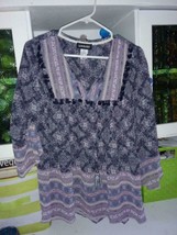 70&#39;s Retro Hippie Peasant Gypsy Blouse Top~XL~Empire Waist~3/4 Bell Sleeves - £15.11 GBP