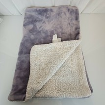Little Miracles COSTCO soft purple velour sherpa baby blanket lovey Plush Cream - $47.51