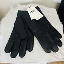 UGG Metisse Tabbed Vent Tech Soft Stretch Leather Gloves, BLACK, Medium, NWT - £51.57 GBP