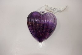 Gail Leone Hand Blown Glass Purple Heart Ornament - £15.33 GBP