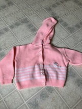 Vintage Tiny Togs Mervyns Girls 4T Knit pink embroidered bunny Button Ca... - $26.88