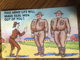 WWII Postcard Colourpicture This Army Life Will make Real Men Out of You!VTG - $52.05