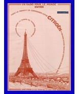 1923 CITROËN EIFFEL TOWER *Un Radio Pour le Monde..* LARGE VINTAGE... - $394.31 MXN