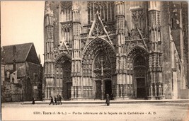 c1920 Tours France #6201 West Entrance Saint Gatianus Church Collotype Postcard - £7.80 GBP