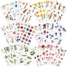Pressed Flower Themed Stickers Assorted 486 Pieces 36 Sheets Dried Flora... - $33.80