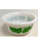 Hazel Atlas Ivy Round Glass Bowl - White w/ Green Leaves - Farmhouse/Decor - $13.10