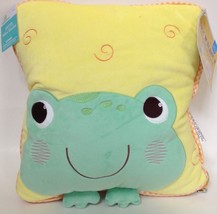 Frog Plush Baby Pillow &amp; Security Blanket Yellow Green 58”x46&quot; Unisex Lo... - £13.41 GBP