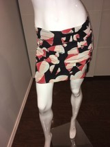 Diane Von Furstenberg Black Red Silk Fit Mini Skirt Size 2 Sample Parachute - $50.49