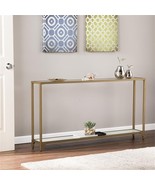 Long 56&quot; Narrow Metal Console in Gold with White Glass Entry Decor Space... - €110,16 EUR