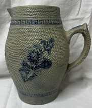 Antique Whites Of Utica Stoneware Pottery Pitcher  Cobalt 8 1/2” - £64.48 GBP
