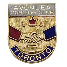 Vintage 1961 Avonlea Curling Club Toronto Lagel Pin Gold Tone - £12.65 GBP