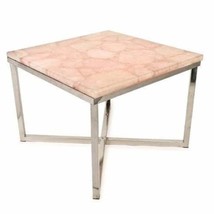 Square Rose Quartz Coffee Table, Kitchen Slab Table, Luxury Furniture Table Deco - £178.60 GBP+