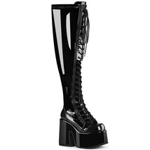 DEMONIA CAMEL-300WC Women&#39;s 5&quot; Chunky Heel Platform Wide Calf Thigh-High Boots - £105.47 GBP