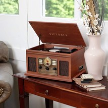 6-in-1 Bluetooth Record Player &amp; Multimedia Center with Built-in Speakers - £171.35 GBP