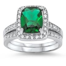 Ring Sterling Silver May Emerald-Cut Simulated Emerald Ring - £45.83 GBP+