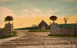 Floral Park Cemetery Binghamton NY 1908 Postcard Hand Colored BK67 - $6.93
